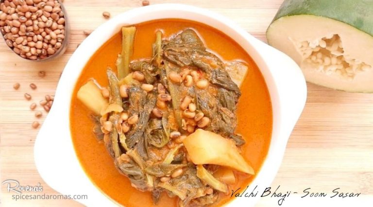 Valchi Bhaji Soon Sasav Kadi – Malabar Spinach / Basale Coconut Mustard Curry