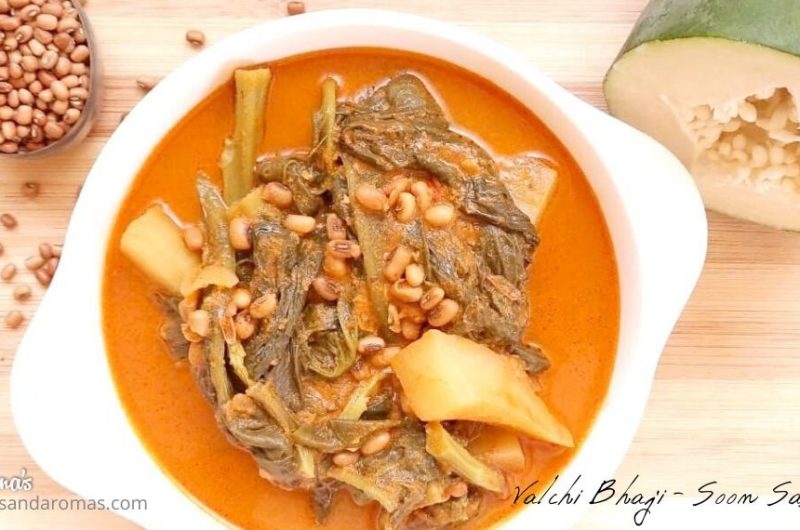 Valchi Bhaji Soon Sasav Kadi - Malabar Spinach / Basale Coconut Mustard Curry