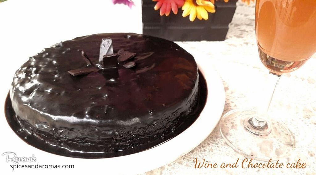 wine and chocolate cake