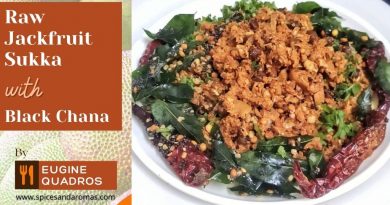 Raw Jackfruit Sukka with Black Chana | Tender Jackfruit with Chickpeas | By Eugine Quadros raw jackfruit sukka with black chana